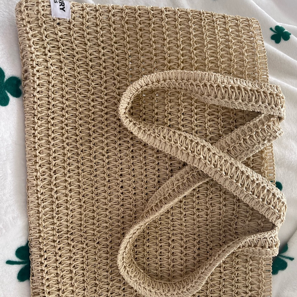 New Burberry Beige Knit Tote Bag